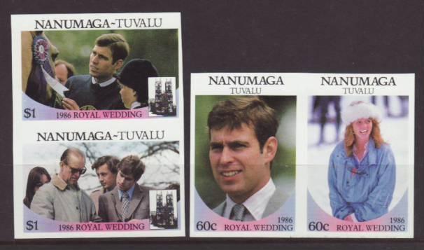 Tuvalu Nanumaga Royal Wedding 71-72 Imperfs MNH VF