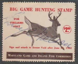 U.S. Scott Scott #MDBGF-1 Maryland Big Game Hunting Stamp - Used Single