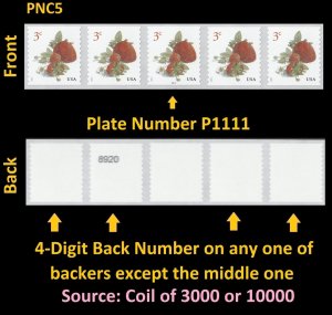 US 5201 Strawberries 3c PNC5 P1111 4d back # MNH 2017