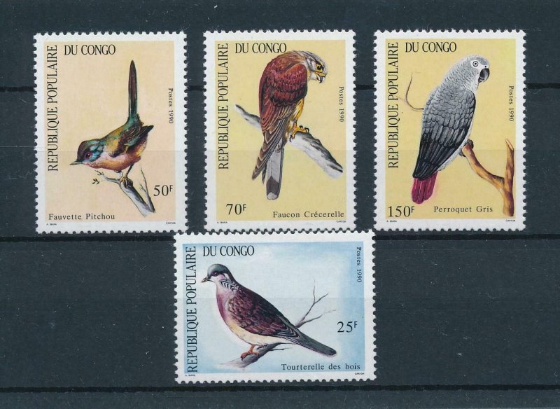 [102968] Congo Brazzaville 1990 Birds vögel oiseaux dove parrot  MNH