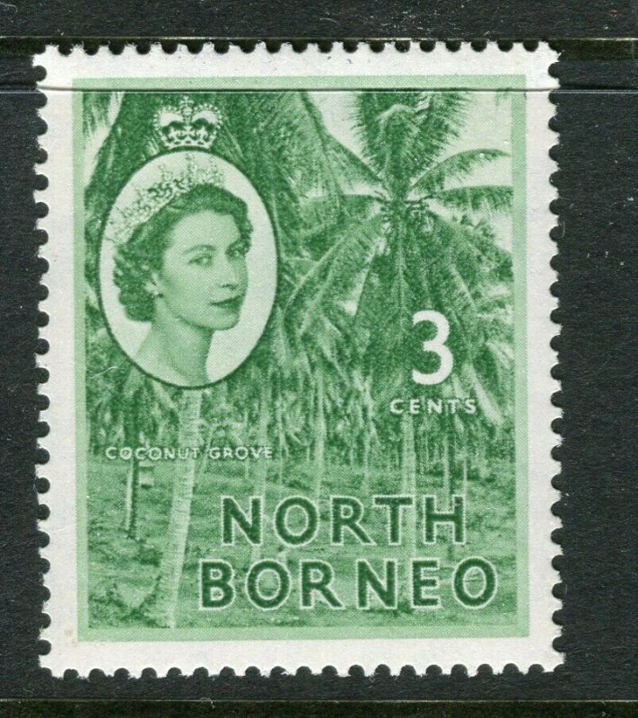 NORTH BORNEO; 1955 early QEII issue fine Mint hinged value, 3c