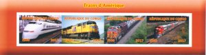 American Trains Stamps 2017 MNH Railways of USA US Rail 4v IMPF M/S