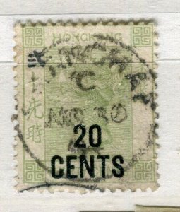 HONG KONG; 1891 early classic QV surcharged issue used 20 CENTS value 