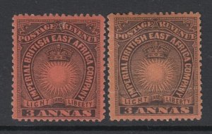 British East Africa, Sc 18, 18d (SG 8-8a), MHR (18d crease)