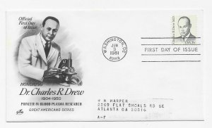 US 1865 35c Great Americans - Charles R Drew MD on FDC Artcraft Cachet ECV $6.00