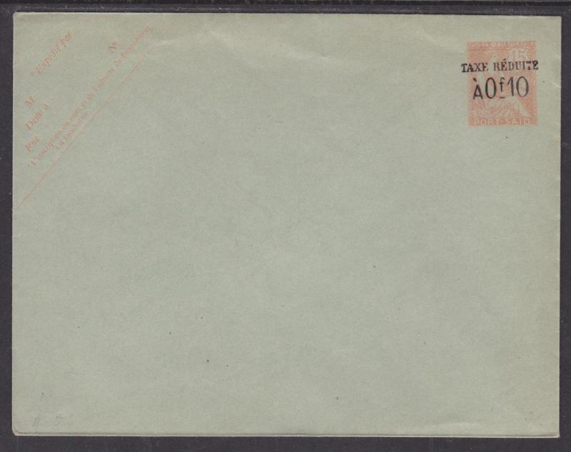 France, Port Said Ch SFPOENV9a mint 1907 15c Taxe Reduite Envelope