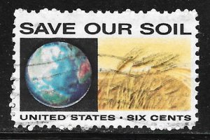 USA 1410: 6c Save Our Soil, Globe and Wheat, used, VF