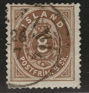 Iceland Rare1871 Facit and SC #3 Used Fine Cat $1400