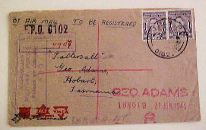 AUSTRALIA SALVATION ARMY FPO 102 DARWIN TERRITORY CENSORED REGISTERED 1954