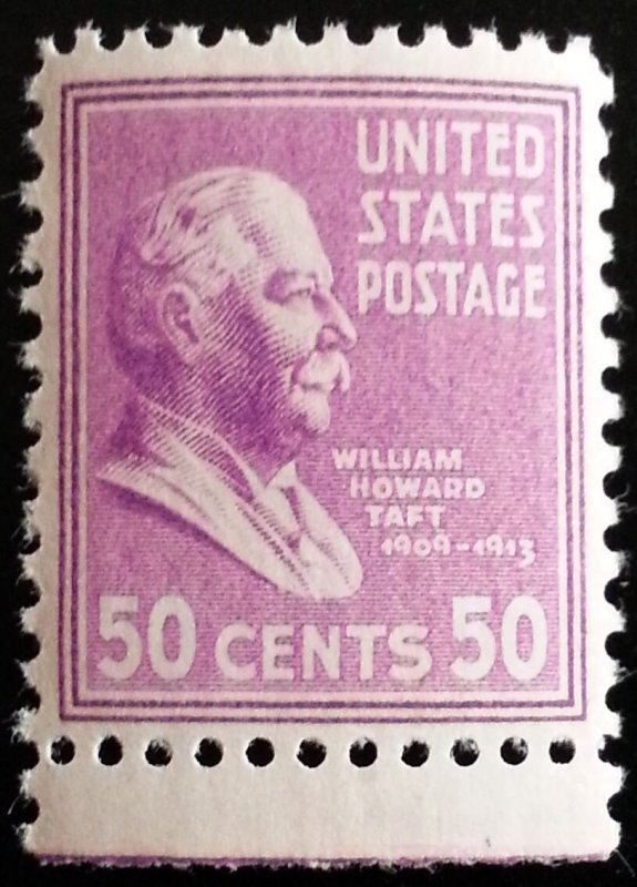 1938 50c William Howard Taft, 27th President Scott 831 Mint F/VF NH