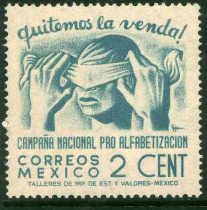 MEXICO 806, 2¢ Blindfold, Literacy Campaign UNUSED, H OG. VF.