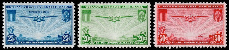 United States Scott C20, C21-C22 (1935, 1937) Mint H VF J