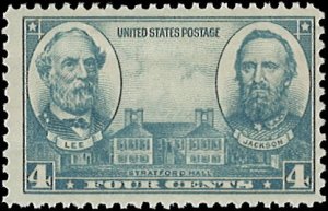 U.S. Scott # 788  1937 4c gray  Lee, T. J. Jackson & Stratford Hall  mint-nh- vf