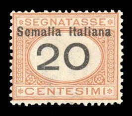 Italian Colonies, Somalia #J33 Cat$23, 1926 20c buff and black, lightly hinge...