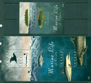 Tuvalu - Sc# 1192-3. 2011 Marine Life. MNH Souv. Sheets. $16.75.