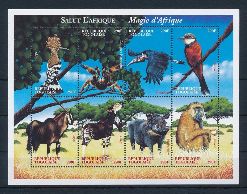 [27060] Togo 2000 Wild Life Birds Mammals MNH Sheet