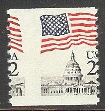 #2115 Flag Over Capitol Coil Single Misperf Vertically