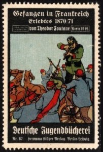 Vintage Germany Poster Stamp 10 Pfennig German Youth Library Franco-Prussian War