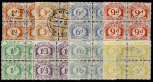 AUSTRALIA - Papua New Guinea QEII SG D7-D14, 1960 dues set BLOCK X4 VFU. Cat £27