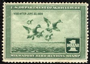US #RW4 SCV $275. $1 Fourth US Duck, VF mint never hinged, a very nice duck s...