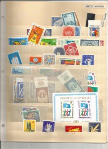 UNITED NATIONS COLLECTION ON STOCK SHEET, ALL MINT, MOSTLY MNH