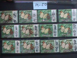 ​MALAYSIA-1971-VERY OLD LOVELY BUTTERFRIES USED 12 STAMPS-#M50-VERY FINE