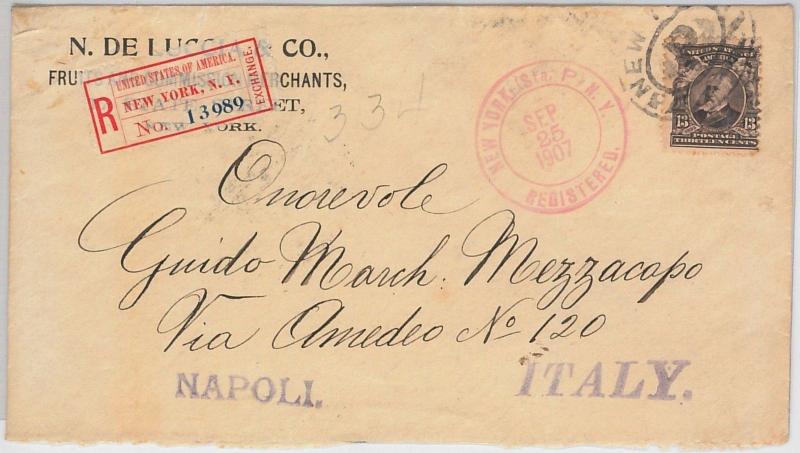 56429 - USA United States - POSTAL HISTORY: SCOTT # 308 on COVER  to ITALY 1907 