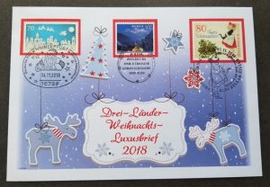 Germany Austria Switzerland Joint Issue Christmas 2018 (joint FDC *diff PMK Rare