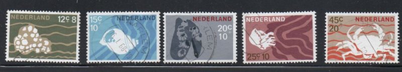 Netherlands Sc B419-23 1967 Sea Life stamp set used