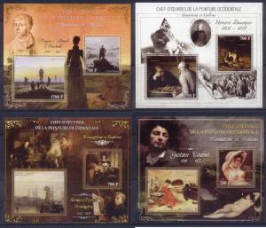 Ivory Coast 15 MNH sheets - Masterpieces of Western Art - Romanticism Realism