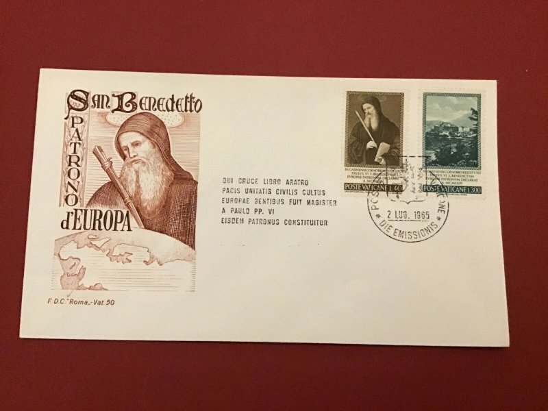 Vatican 1965 San Benedetto First Day Cover Postal Cover R42357 