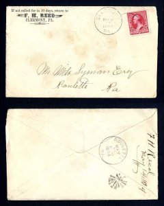 # 220 on cover from Clermont, Pennsylvania, Dead Post Office dated 5-15-1894