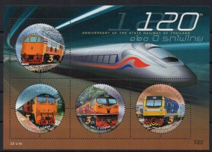 THAILAND - 2017 - M/S - TRAINS - 120th ANNIVERSARY OF THE THAI RAILROADS -