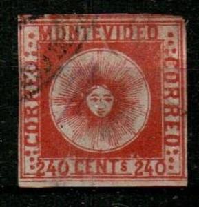 Uruguay Scott 6 Used (thin) - Catalog Value $150.00