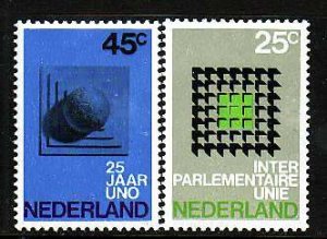 Netherlands-Sc#485-6- id7-unused VLH set-Interparliamentary Union-1970-
