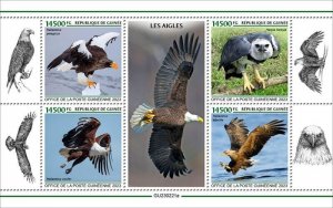 Guinea - 2023 Eagles, Steller's Sea, Harpy - 4 Stamp Sheet - GU230221a