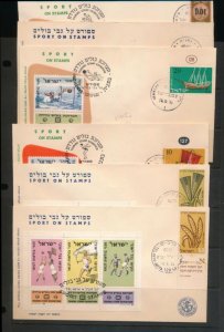 ISRAEL SPORT ON STAMP TOURING STAMP EXHIB. COVERS