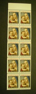 Scott 2514b, 25c Trad Christmas, UNFOLDED Pane of 10, PL#1, MNH Booklet Beauty