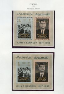 FUJEIRA 1965 JOHN F KENNEDY MEMORIAL SOUVENIR SHEETS PERF AND IMPERF  MINT NH