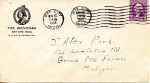 U.S. Scott 720 On 1st Class Mail Wenonah Hotel Cover from Michigan