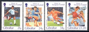 Gibraltar - 1996 - Set of 4 depicting soccer #707-10 cv $ 5.95 Lot# 121