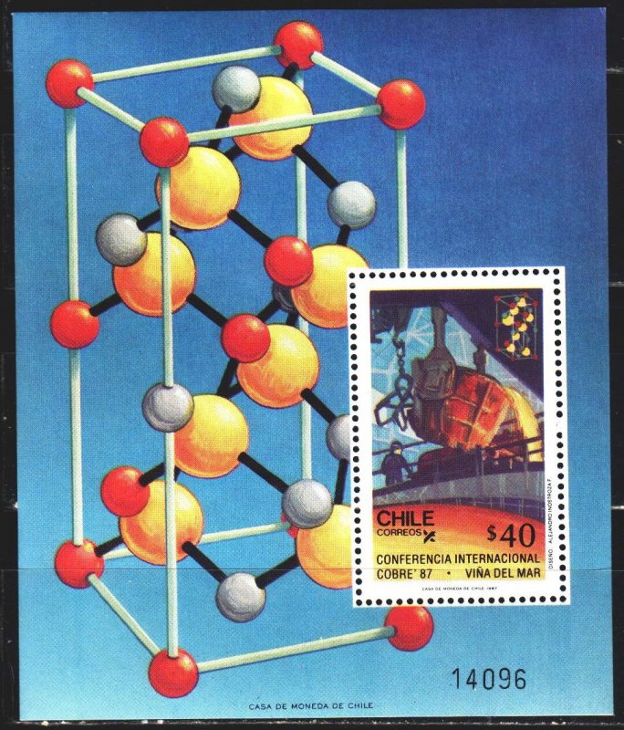 Chile. 1987. bl 6. Metallurgy, model of the atom. MNH.