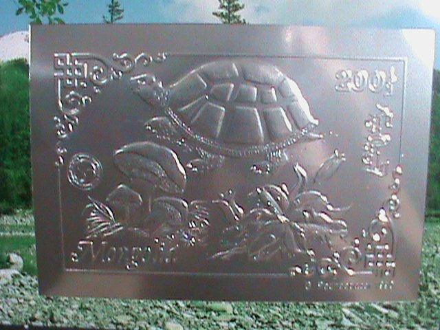 MONGOLIA-1993-SILVER REPLICA-THE LOVELY TURTLE IMPERF MNH  S/S- SHEET VF-RARE