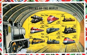 BHUTAN - 1999 - M/S - TRAINS OF THE WORLD - TRAINS -