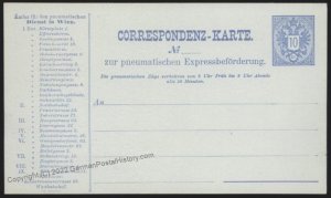 Austria Rohrpost RP9a Pneumatic Mail Postal Stationery Card UNUSED 107888