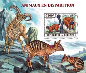 BURUNDI - 2013 - Endangered Animals - Perf Souv Sheet - Mint Never Hinged