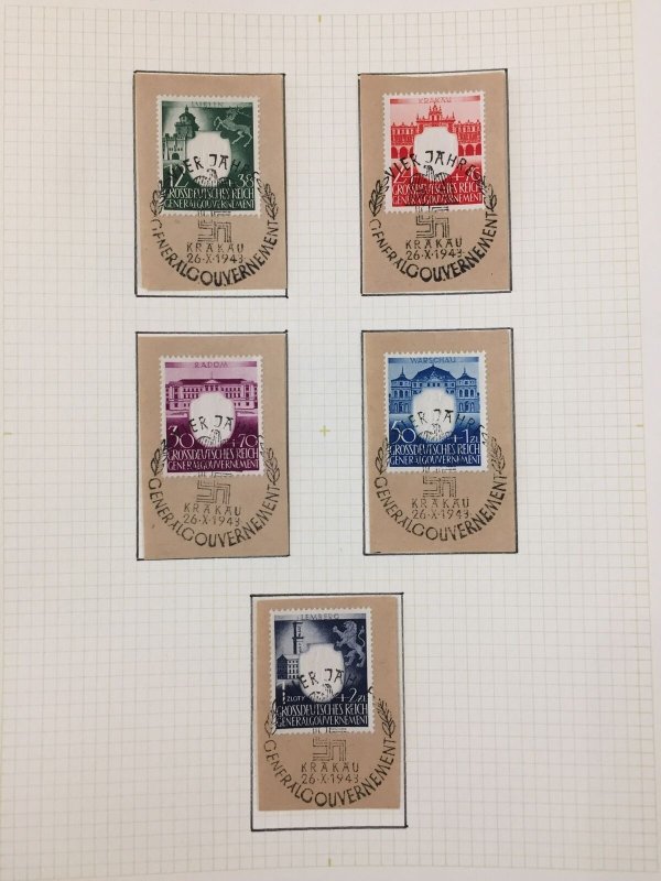 German Occupation Poland 1942/44 MH Used on Pages (Apx 95+ Items) SK699 