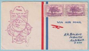 UNITED STATES FIRST FLIGHT COVER - 1935 FROM VERO BEACH FLORIDA - CV026