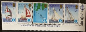 Solomon Islands 1987 MNH. Sailing, America's Cup, folded strip