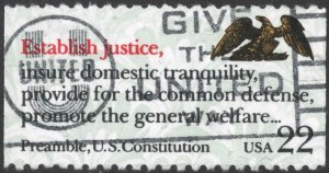 SC#2357 22¢ Constitution Booklet Pane Single (1987) Used